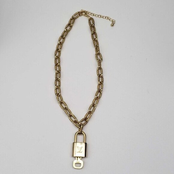 Authentic Louis Vuitton Lock & Key with Unbranded Gold Plated Chain Necklace - Picture 9 of 11